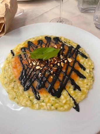 Donna Sofia risotto, black buffalo cheese]
